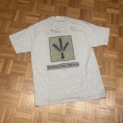 Vintage COUNTING CROWS T-Shirt - Large - SIGNED By Adam Duritz & Steve Bowman - Image 1 of 4