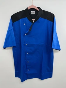 NWT HappyChef #517 Chef Shirt Men Medium Blue Short Sleeve Professional Workwear - Picture 1 of 5