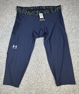 Under Armour HG Armour 3/4 Legging Mens 3XL Navy Compression Pants Gym Run New - Picture 1 of 9