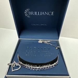 Brilliance Genuine Crystal “BLESSED Silver Bracelet Adjustable 🌸 - Picture 1 of 7