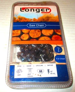 Longer Brand 18 in Bar .063 Gauge .325 Pitch Full Chisel Chain Saw Chain - Picture 1 of 2