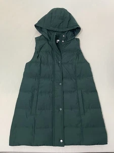 J Jill Down Down Filled Full Zip Puffer Vest Hooded Green NWOT Sz XS - Picture 1 of 8