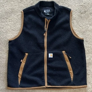 Chaleco Carhartt Para Hombres Talla L Negro Tostado Sherpa Vellón Relajado Cremallera Completa Modelo OV4995-M - Imagen 1 de 9