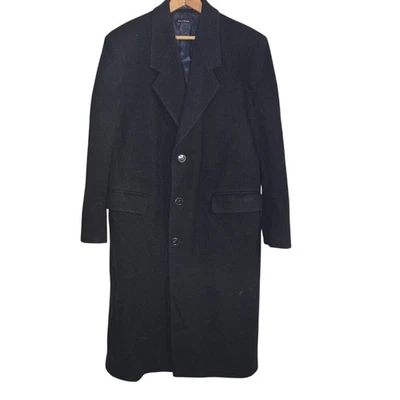 STAFFORD MEN'S VINTAGE WOOL OVERCOAT LONG COAT NAVY SIZE M/L - Image 1 of 4