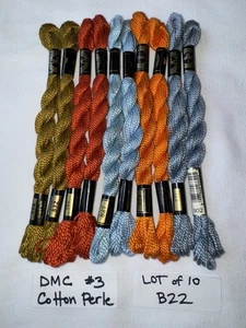 Lot of 10 DMC Cotton Perle #3 Pearl FALL Embroidery Floss 15m/16.4y/5g ea B22 - Picture 1 of 3