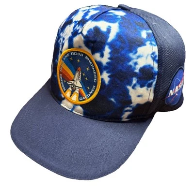 Gorra de béisbol para niños jóvenes azul con malla de lanzamiento de transbordador de la NASA gorra con cierre a presión Foto 1 de 4