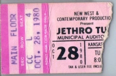 Jethro Tull Concert Ticket Stub October 28 1980 Kansas City Missouri - Image 1 of 2