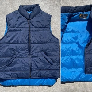 Sears Vintage Mens Vest Puffer Blue Unisex Made in Korea 80s 70s - Picture 1 of 11