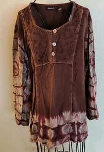 Studio West Bluse, Tye Dye, braun, Größe M - Bild 1 von 4