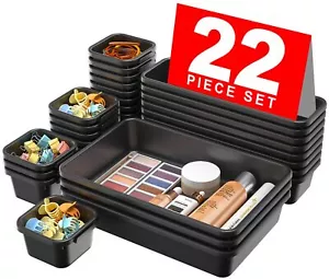 Plastic Black Desk Drawer Organizer Bathroom Organizers And Storage Makeup Organ - Picture 1 of 8