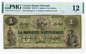 1860 $1 Banque Nationale, (Avril) - Fine, PMG F 12 - Picture 1 of 2