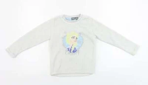 Disney Girls White Crew Neck Polyester Blend Jumper Size 6-7 Years - Picture 1 of 12