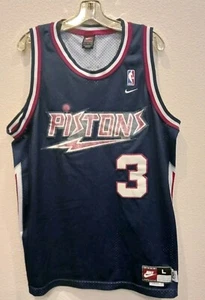 Ben Wallace #3 Detroit Pistons Blue Retro 1980 Nike L (Length+2) Stitched Jersey - Picture 1 of 5