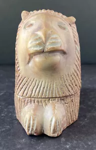 Soapstone Lion Etched Stone Trinket Box - Hand Carved Kenya - Collectable Decor - Picture 1 of 19