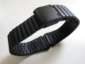 Rally Matt black stainless steel 18 MM N.O.S. watch bracelet 1980's - Picture 1 of 9