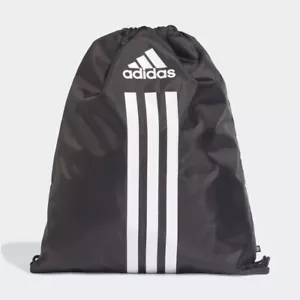 adidas Gym Bag Power Sack Fitness Sports PE Black to School Blue Zip Pocket - Picture 1 of 11