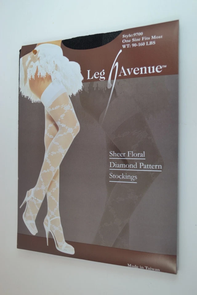 Black Sheer Stockings Floral Diamond Pattern Leg Avenue To Clear Weddings