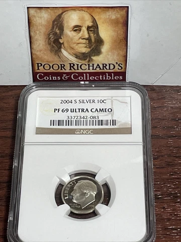 2004 S NGC Certified SILVER PF69 Ultra Cameo Roosevelt Dime SD1059 Cover