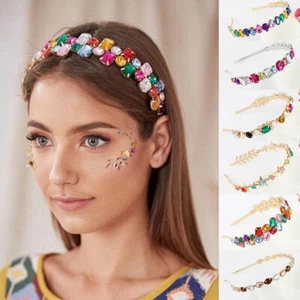Women Baroque Jewelled Headband Rhinestone Hairband Tiara Crown Hair Accessories - Picture 1 of 11