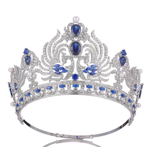 Tiara corona de cristal circonita cúbica de 10 cm de alto boda reina princesa ajustable para mujer - Imagen 1 de 31