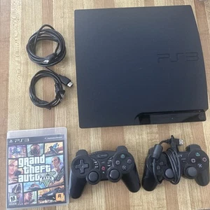 Sony PlayStation 3 Slim 320GB Console PS3 CECH-3001B Wireless Controller Lot - Picture 1 of 16