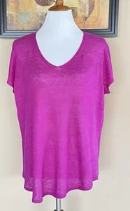 Usado en Excelente Condición Top Eileen Fisher 100% Lino Orgánico Manga Gorra Talla XL Púrpura  - Imagen 1 de 9