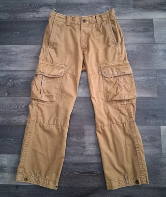 Calça cargo vintage Gap pato lona botão mosca ajuste solto mostarda masculina tamanho 32x30 - Imagem 1 de 4
