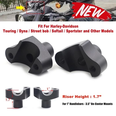 Elevadores de manillar cortos negros de 1,7" para Harley Sportster 1200/883 Low Rider FXSB Foto 1 de 4