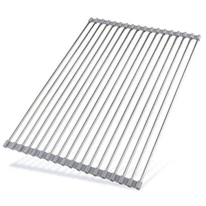 Roll Up Dish Drying Rack - Stainless Steel and Silicone 20.5"(L) x 13.8"(W) - Picture 1 of 8
