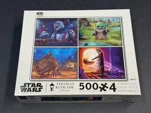 STAR WARS 4 x 500pc Multi-Puzzle Thomas Kinkade Mandalorian Collection - MINT - Picture 1 of 7