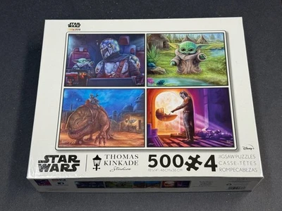 STAR WARS 4 x 500pc Multi-Puzzle Thomas Kinkade Mandalorian Collection - MINT - Image 1 of 4