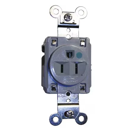 Hubbell Wiring Device-Kellems Hbl8310gy Straight Blade Receptacle, 5-20R, 20 A,