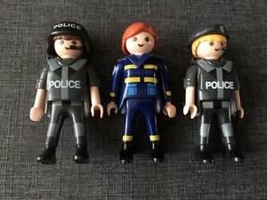 1997 Vintage Playmobil Police Cops Figures Lot Of 3 - Picture 1 of 5