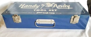 VTG Handy Andy Blue Tin Metal Tool Box Emoty Skil-Craft Corp Chicago IL - Picture 1 of 12