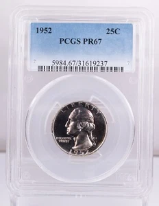 Certified 1952 Silver Washington Quarter PCGS PR67 Toned 25c See Photos - Picture 1 of 8