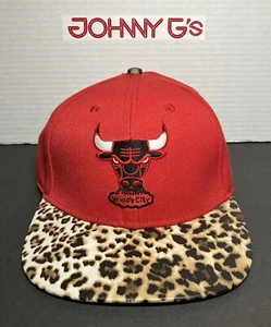 Chicago Bulls Hat Leopard Print Mitchell Ness Buckle Strapback Michael Jordan - Picture 1 of 11