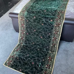 Scialle in velluto verde ricamato | scialle da sposa | scialle da sposa | regalo di nozze - Foto 1 di 4