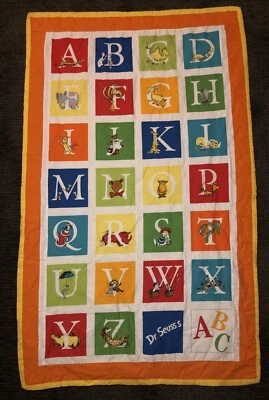 Dr Seuss ABC Alphabet Baby Toddler Quilt Hand Made With Fabric By Robert Kaufman - Image 1 of 4
