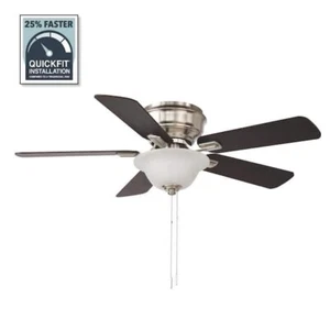 Hampton Bay Hawkins III 44 in. LED Indoor Brushed Nickel Ceiling Fan with Light - Picture 1 of 8
