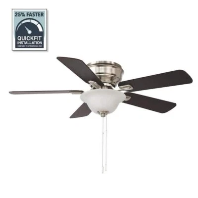 Hampton Bay Hawkins III 44 in. LED Indoor Brushed Nickel Ceiling Fan with Light - Image 1 of 4