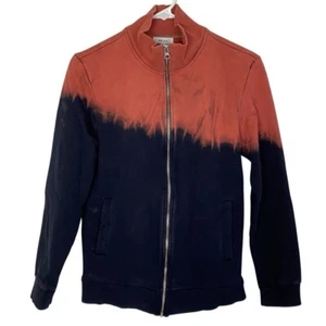 REISS Zip Up Sweatshirt Jacket Unisex Small Custom Ombre Dip Dyed Bomber Black - Picture 1 of 13