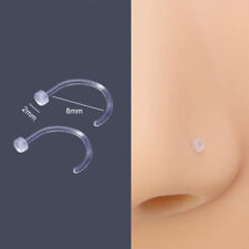 2x Invisible Clear Nose Stud See Through Nose Stud Transparent Plastic Piercing