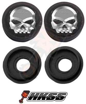 2 Black Custom License Plate Frame Tag Screw Cap Covers - CHROME SKULL G 31B - Image 1 of 2