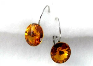 PENDIENTES CRISTAL AUSTRIACO 11MM TOPACIO, ACERO INOXIDABLE, PALANCA TRASERA-TALLA: MEDIANO - Imagen 1 de 8