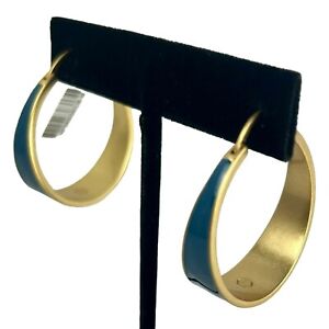 NWT Julie Vos Earrings, Hoop Dangle Style, Imported Glass, Gold, Blue, Teal