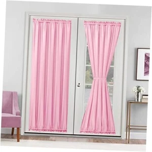 French Door Curtains Privacy, Rod Pocket 52"W x 72"L (Pack of 1) Light Pink - Picture 1 of 7