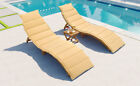 Topmax Outdoor Patio Wood Chaise Lounge Set With Foldable Tea Table