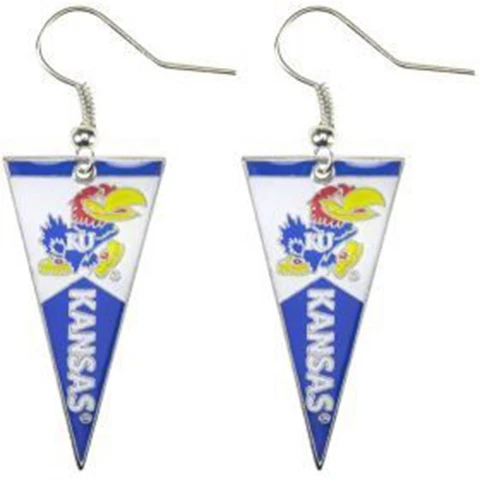 Kansas Jayhawks Dangler Earrings - Pennant Cover