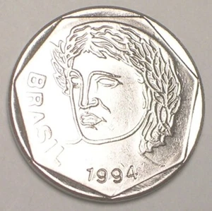 1994 Brazil Brazilian 25 Centavos Stylized Liberty Coin XF+ - Picture 1 of 2