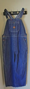 Red Kap Mens Bib Overalls 44x30 Medium Wash Blue Denim Button Fly Carpenter - Picture 1 of 7